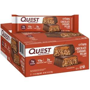 Chocolate Caramel Pecan Crispy Hero Protein Bars